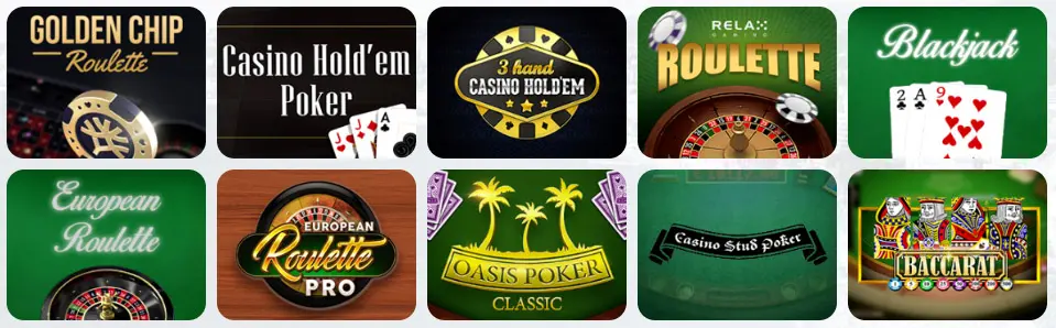 Jeux de table au Spinatra Casino